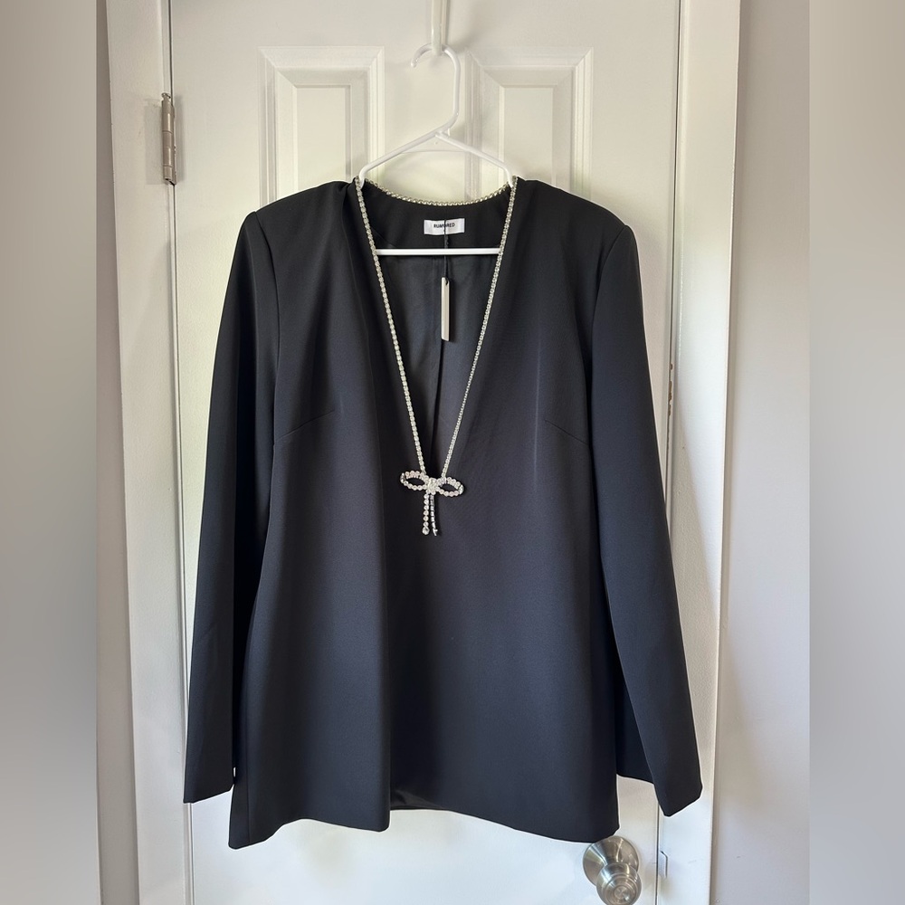 NWT - Rumored Long Sleeve Plunge Mini Dress - Size Large